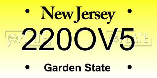220OV5 New Jersey License Plate
