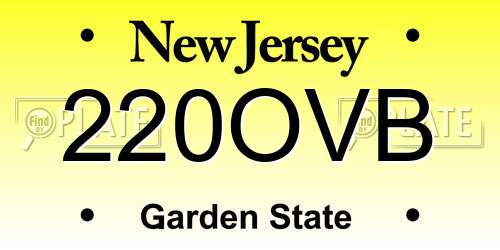 220OVB New Jersey License Plate