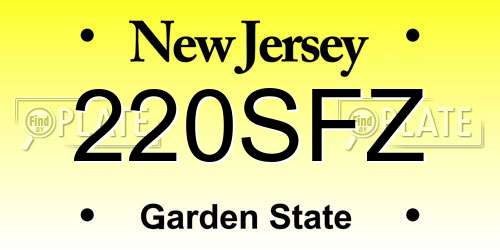 220SFZ New Jersey License Plate