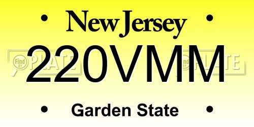 220VMM New Jersey License Plate