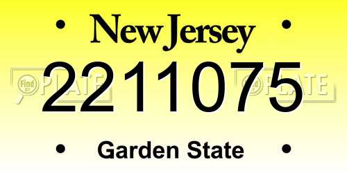 2211075 New Jersey License Plate