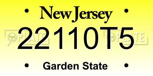 22110T5 New Jersey License Plate