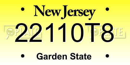 22110T8 New Jersey License Plate