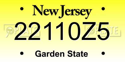 22110Z5 New Jersey License Plate