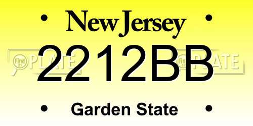 2212BB New Jersey License Plate