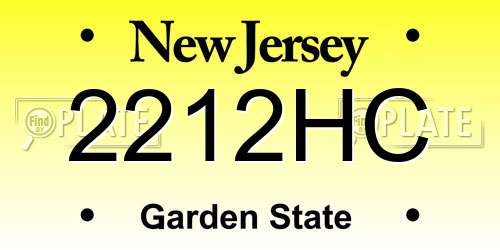 2212HC New Jersey License Plate
