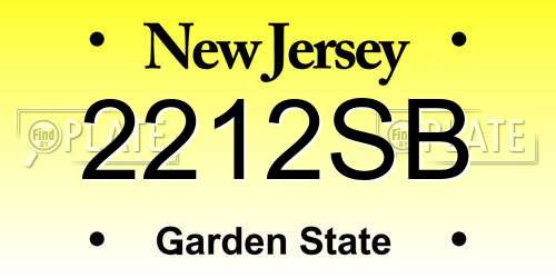 2212SB New Jersey License Plate