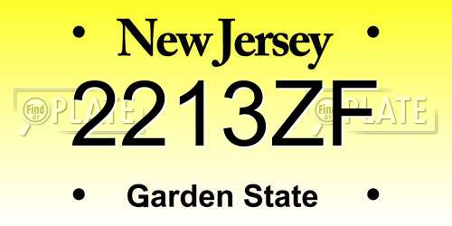 2213ZF New Jersey License Plate