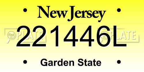 221446L New Jersey License Plate