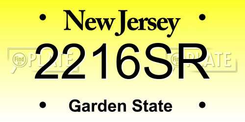 2216SR New Jersey License Plate
