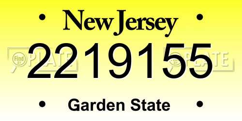 2219155 New Jersey License Plate