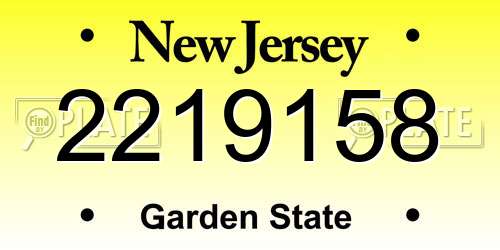 2219158 New Jersey License Plate