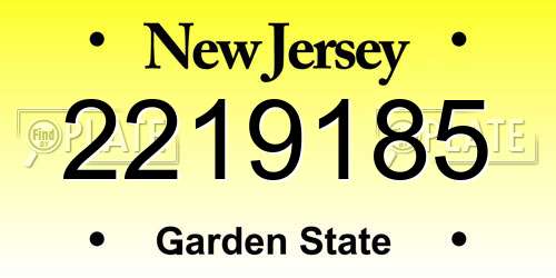 2219185 New Jersey License Plate
