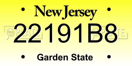 22191B8 New Jersey License Plate