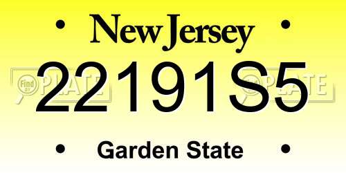 22191S5 New Jersey License Plate
