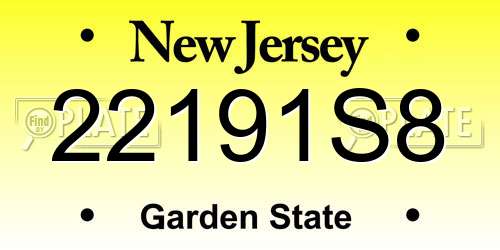 22191S8 New Jersey License Plate