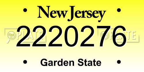 2220276 New Jersey License Plate