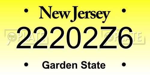 22202Z6 New Jersey License Plate