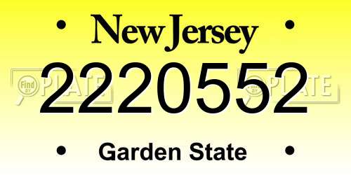 2220552 New Jersey License Plate