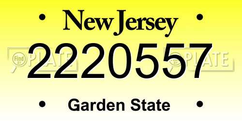 2220557 New Jersey License Plate