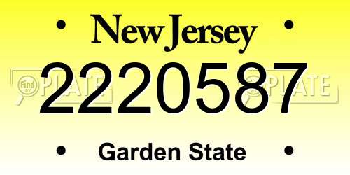 2220587 New Jersey License Plate