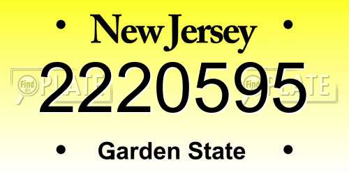 2220595 New Jersey License Plate