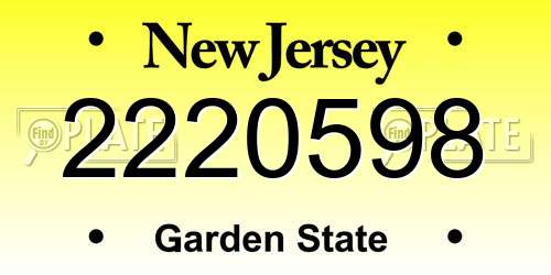 2220598 New Jersey License Plate