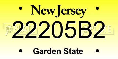 22205B2 New Jersey License Plate