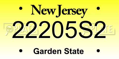 22205S2 New Jersey License Plate