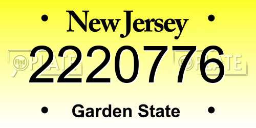 2220776 New Jersey License Plate