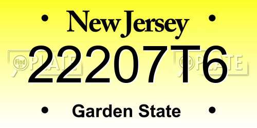 22207T6 New Jersey License Plate