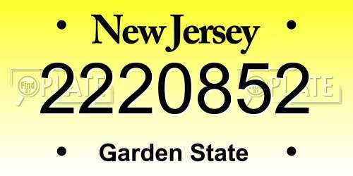 2220852 New Jersey License Plate