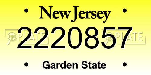 2220857 New Jersey License Plate