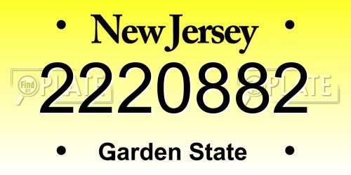 2220882 New Jersey License Plate