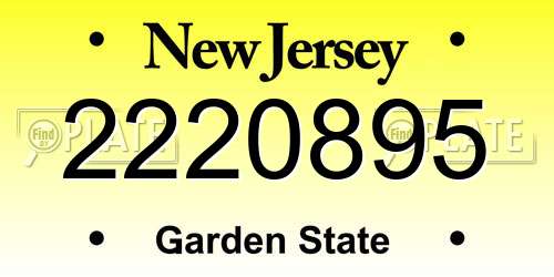 2220895 New Jersey License Plate