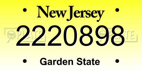 2220898 New Jersey License Plate