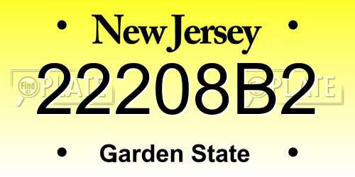 22208B2 New Jersey License Plate