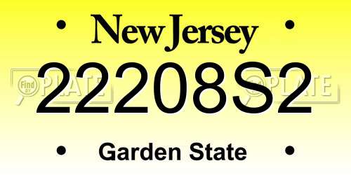 22208S2 New Jersey License Plate