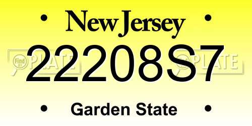 22208S7 New Jersey License Plate