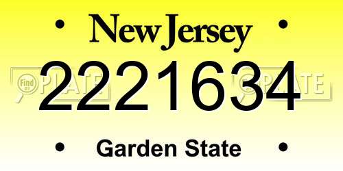 2221634 New Jersey License Plate