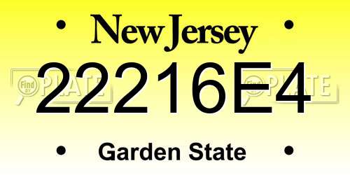 22216E4 New Jersey License Plate