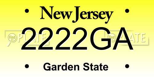 2222GA New Jersey License Plate