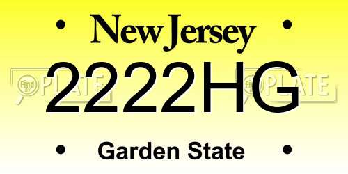 2222HG New Jersey License Plate