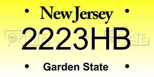 2223HB New Jersey License Plate