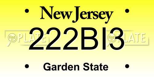 222BI3 New Jersey License Plate