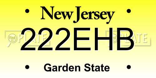 222EHB New Jersey License Plate