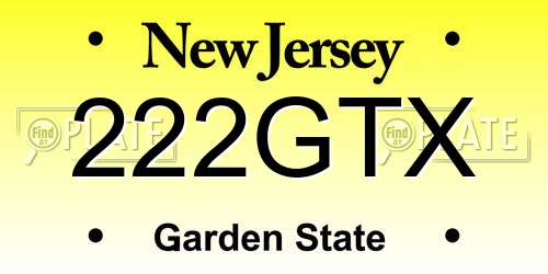 222GTX New Jersey License Plate