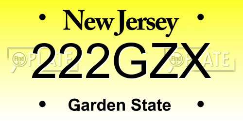 222GZX New Jersey License Plate