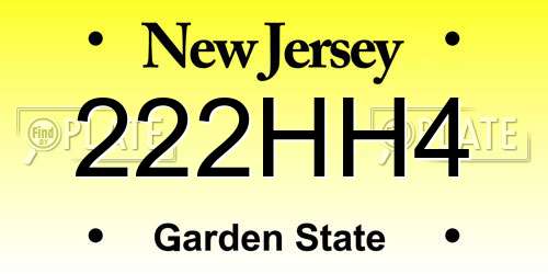 222HH4 New Jersey License Plate
