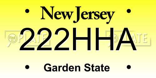 222HHA New Jersey License Plate
